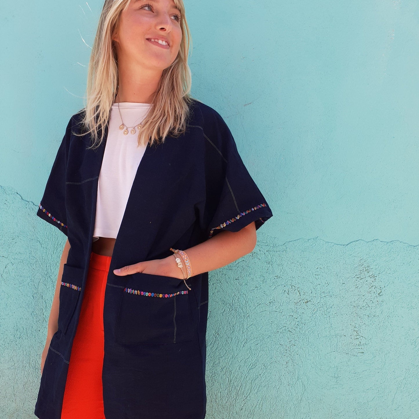 Trama Textiles - Upcycled long kimono - Indigo corte