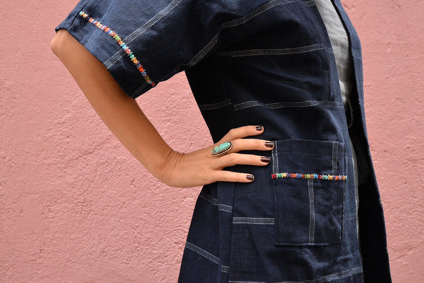 Trama Textiles - Upcycled long kimono - Indigo corte