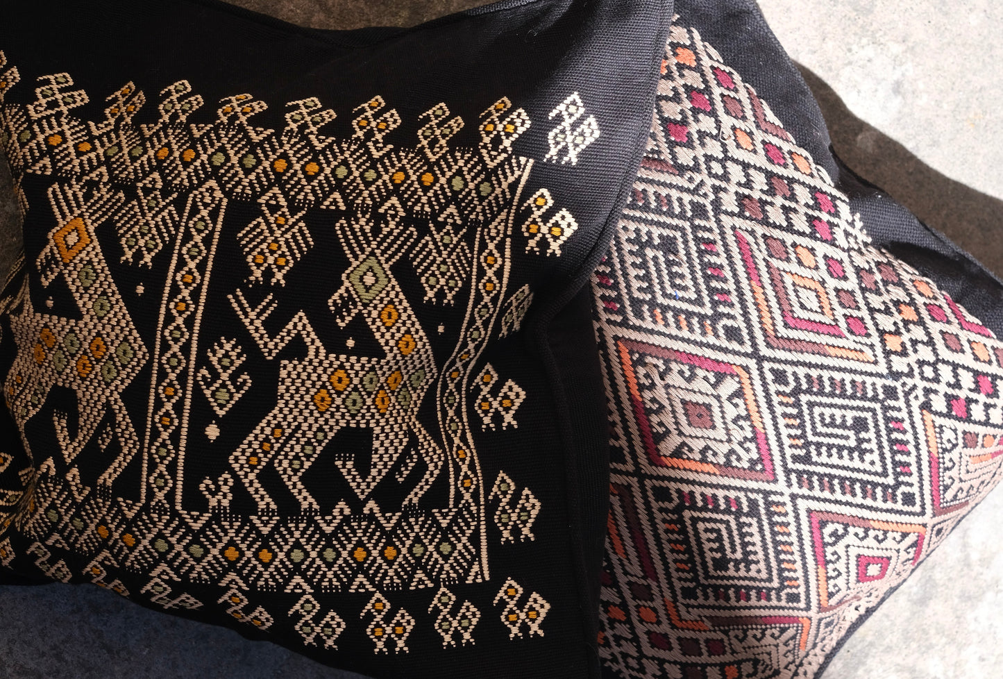 Handwoven Mayan Cushion Cover – Quiché Deer & Bird Embroidery
