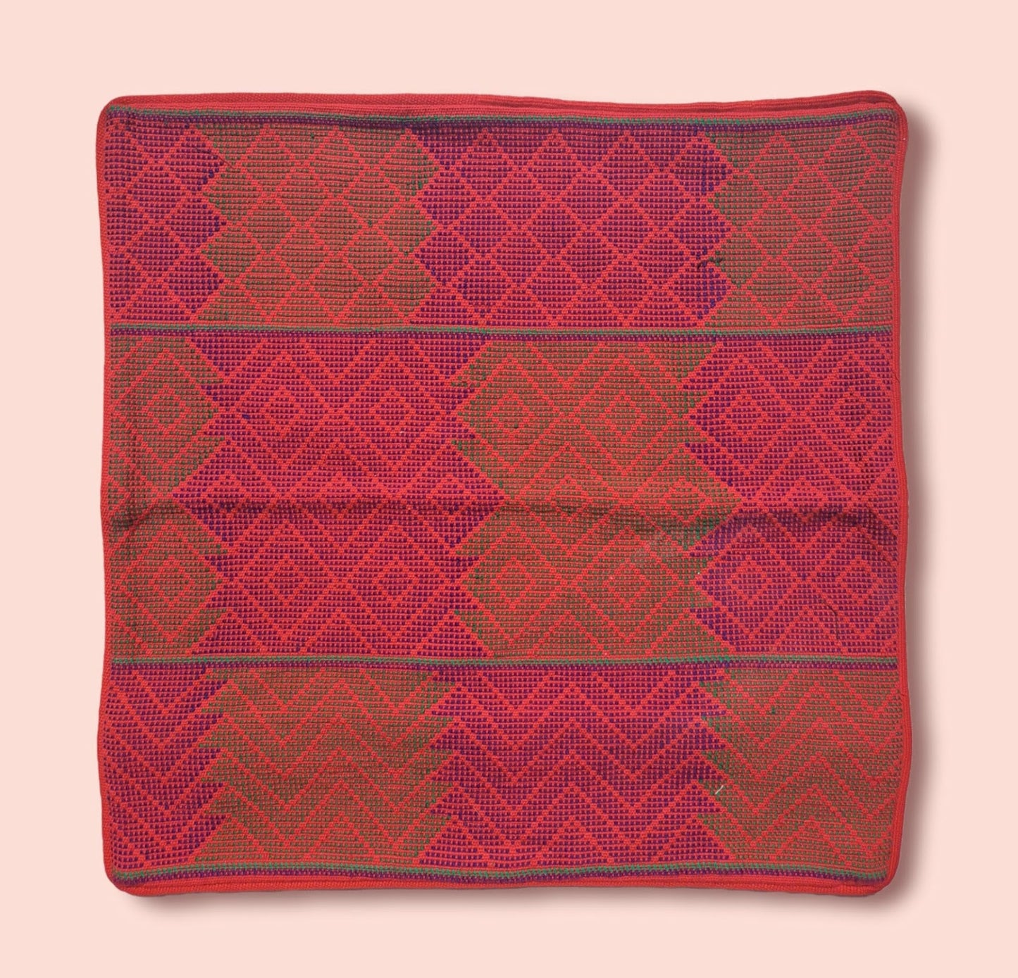 Red Diamonds Cushion Cover – Handwoven Elegance