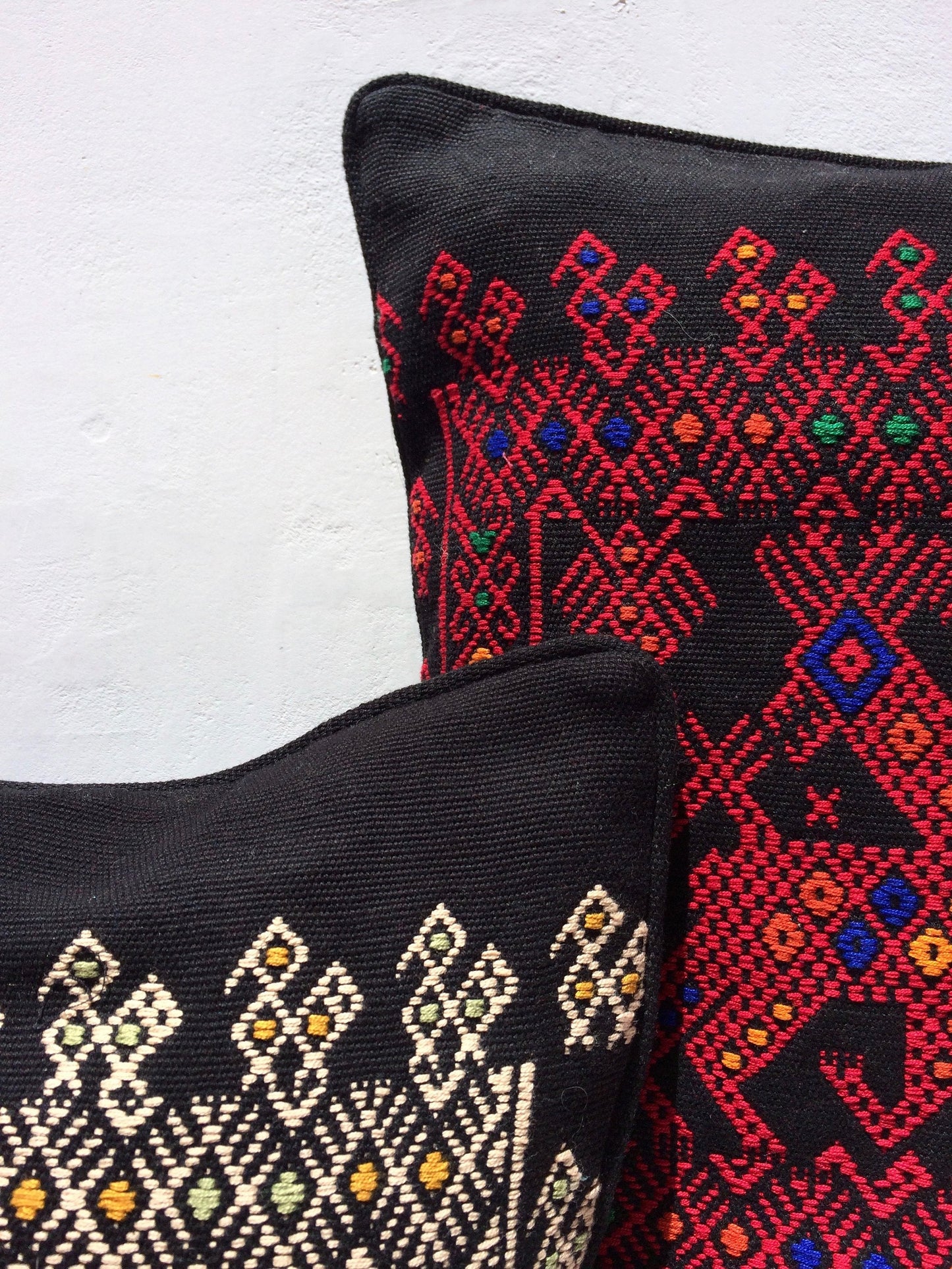 Handwoven Mayan Cushion Cover – Quiché Deer & Bird Embroidery