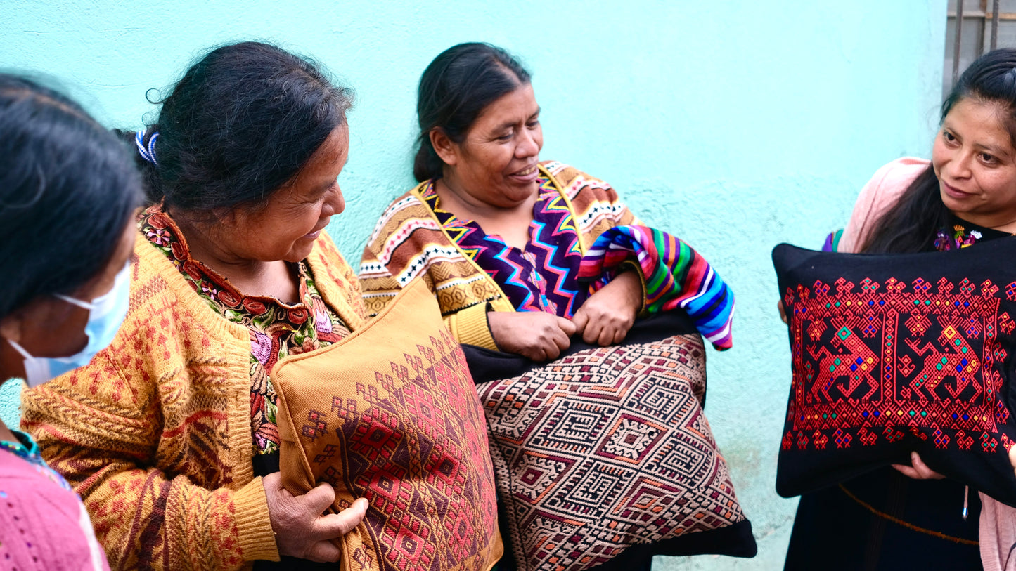 Handwoven Mayan Cushion Cover – Quiché Deer & Bird Embroidery