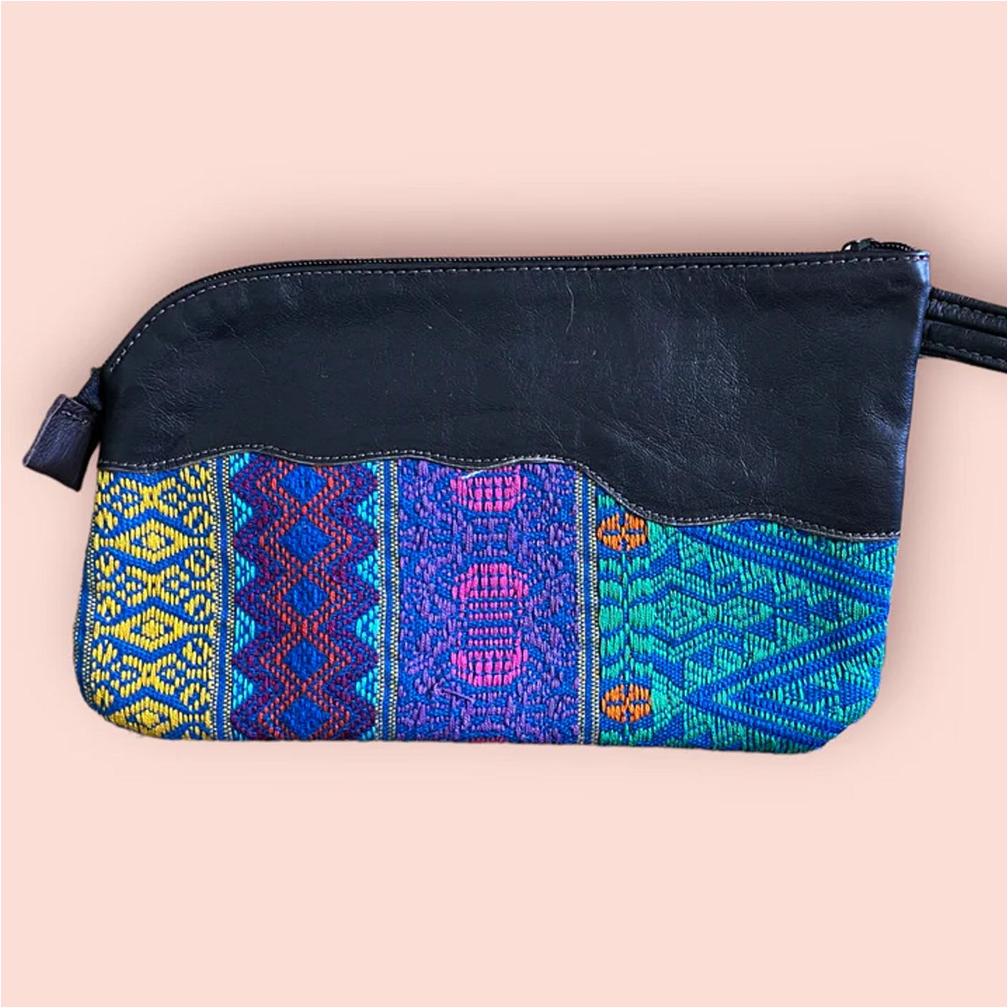 Upcycled Asymmetric leather clutch collection