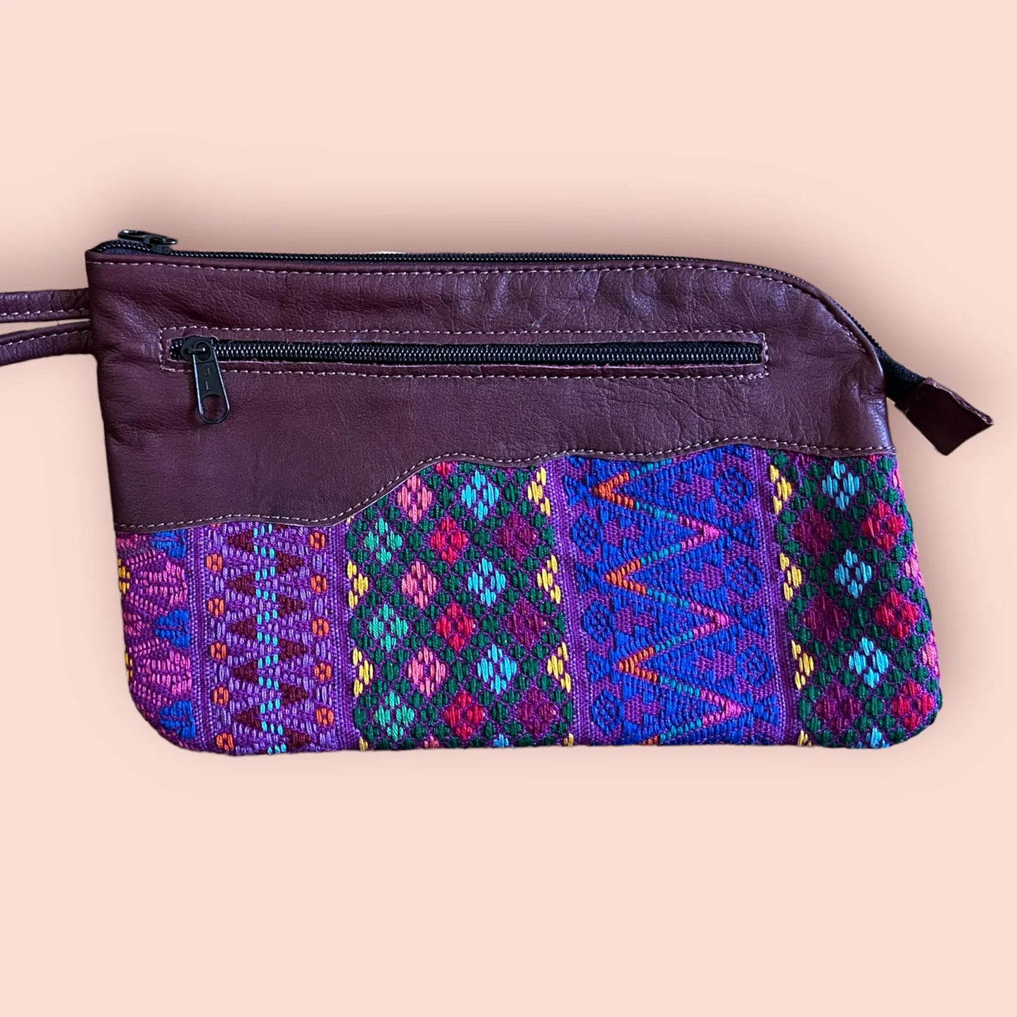 Upcycled Asymmetric leather clutch collection