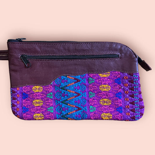 Upcycled Asymmetric leather clutch collection