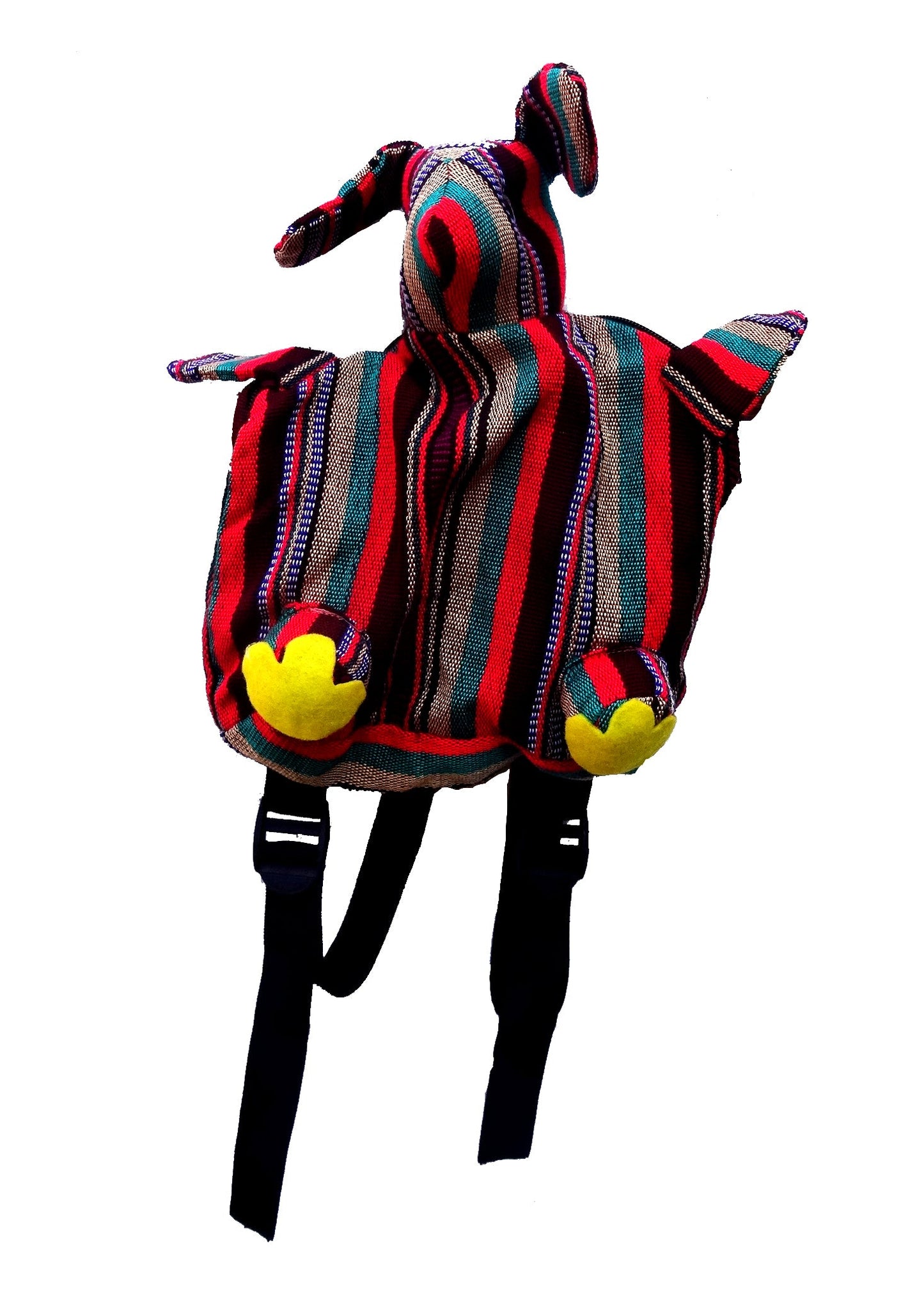 Zaino con animali intrecciati a mano – Artigianato Maya giocoso e colorato