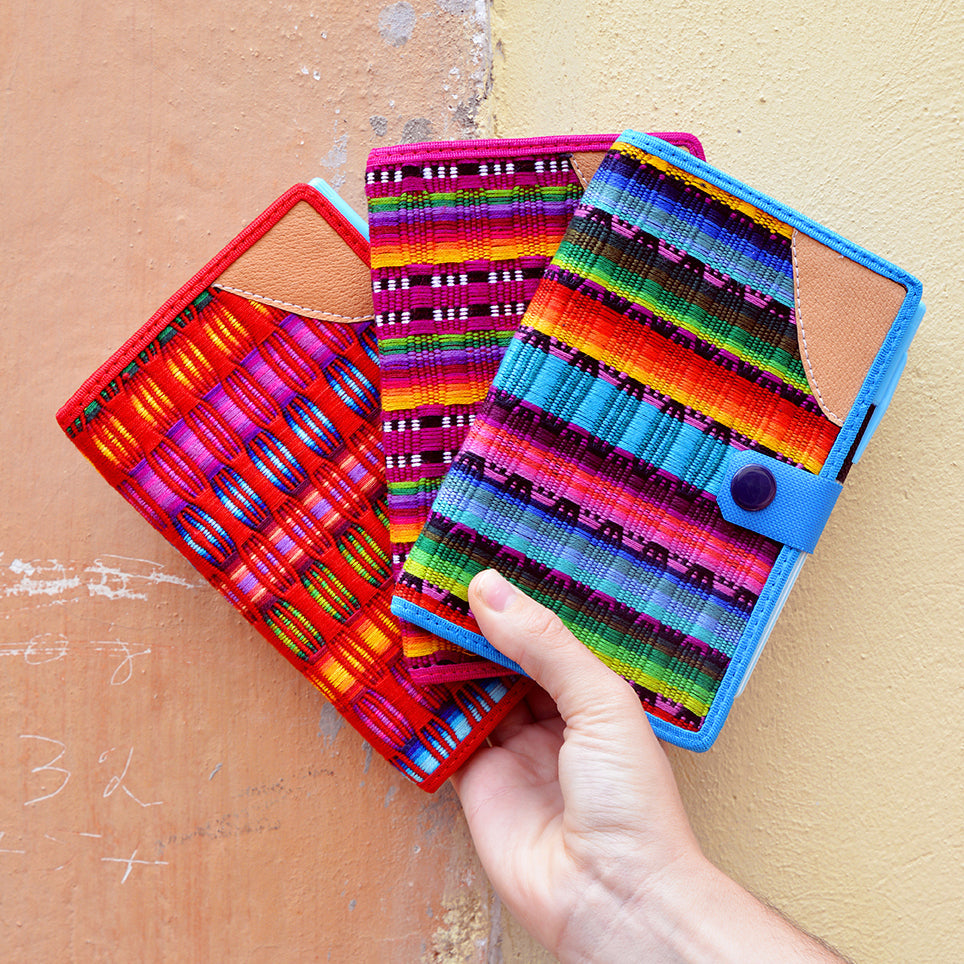 Handwoven Notebook Cover – Traditional Mayan Textile from Sacatepéquez