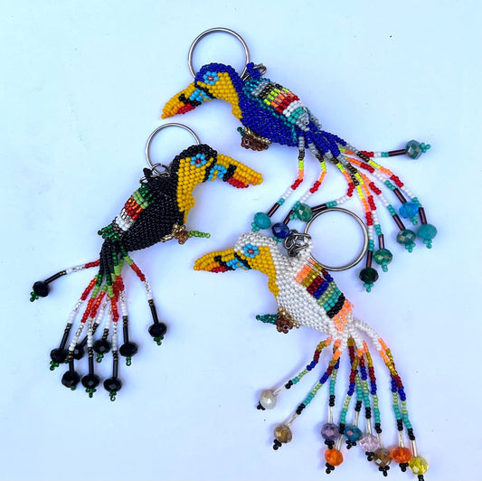 Set di portachiavi con perline fatti a mano – Collezione Tucano dal Lago Atitlán