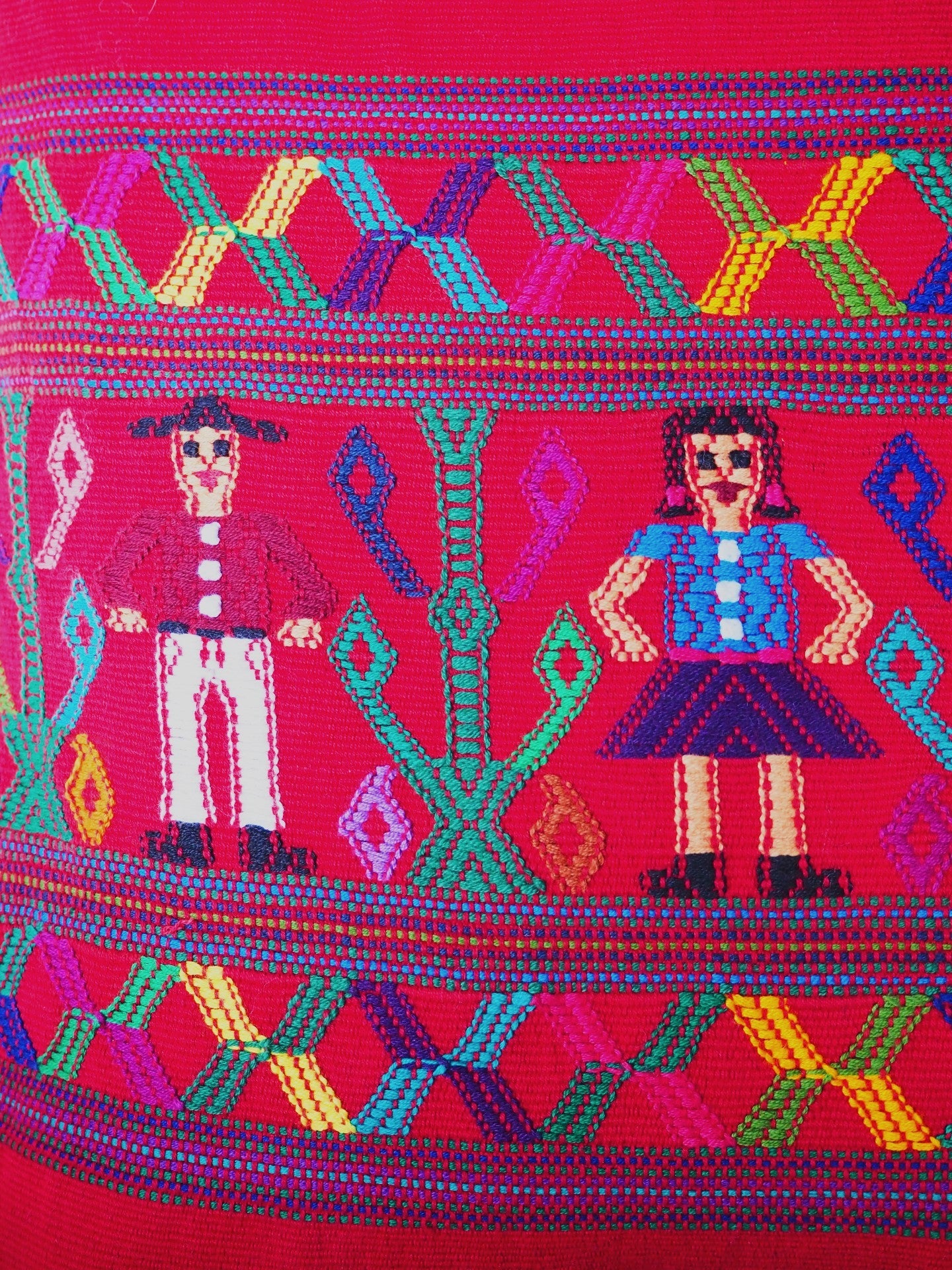 Handwoven Mayan Cushion Cover – Embroidered Design from San Juan Cotzal