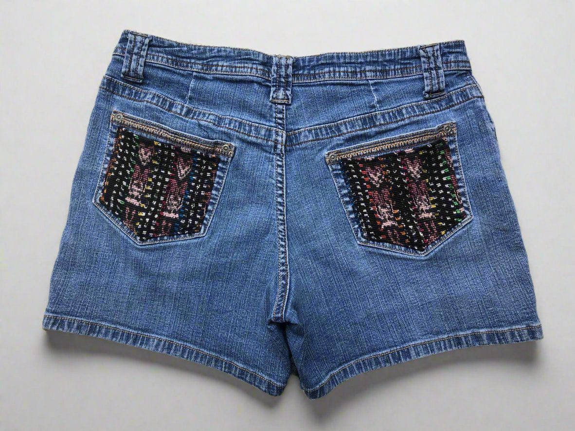 Upcycled Denim Shorts – Vintage Meets Maya Tradition