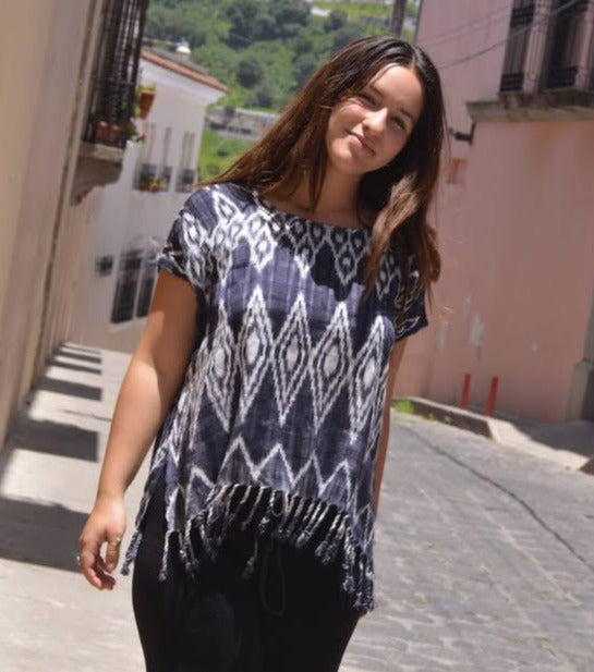 Trama Textiles - Guatemalan Textiles and Crafts - Naturally dyed blouse - Mosaic of Solola