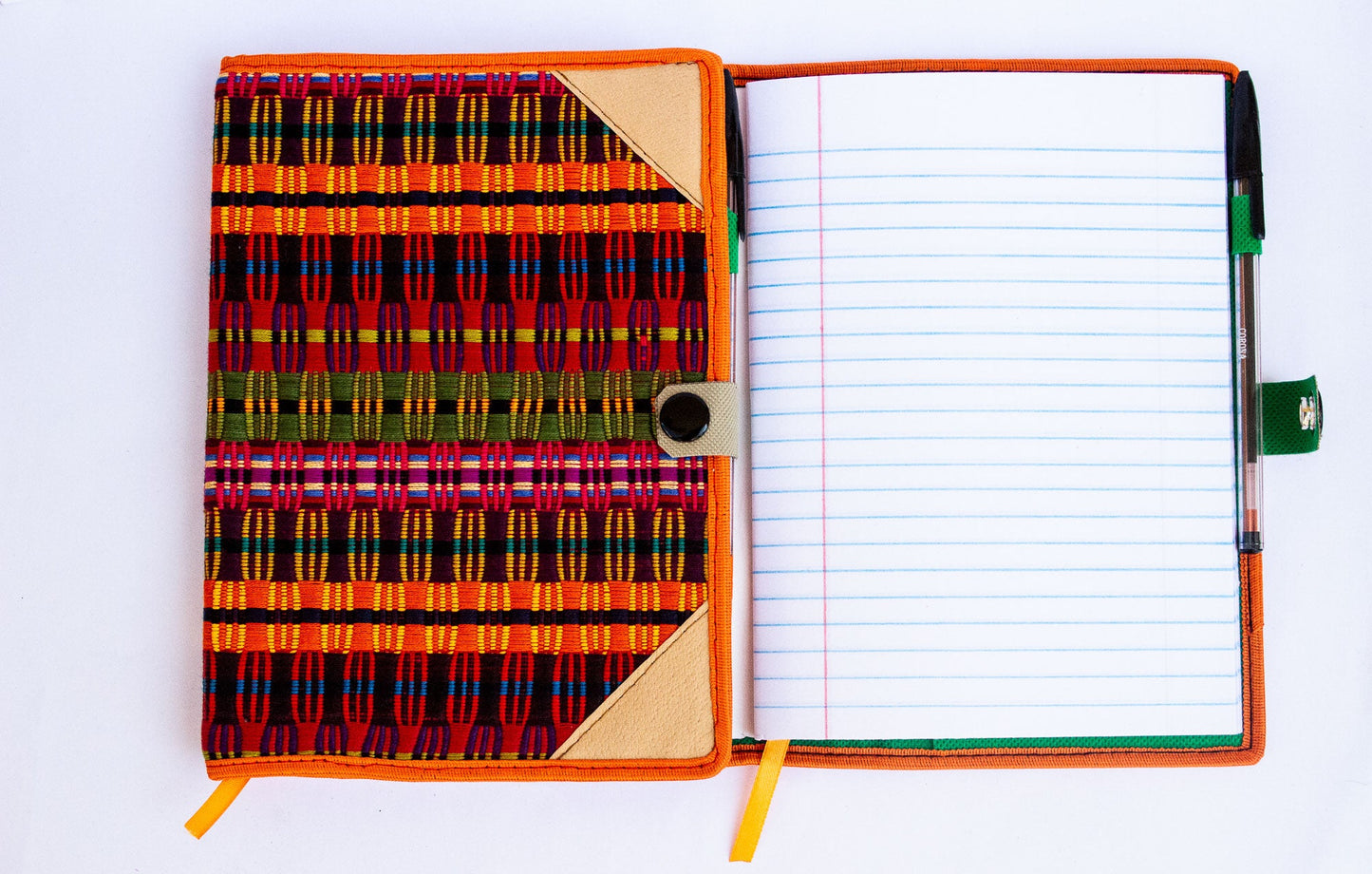 Handwoven Notebook Cover – Traditional Mayan Textile from Sacatepéquez