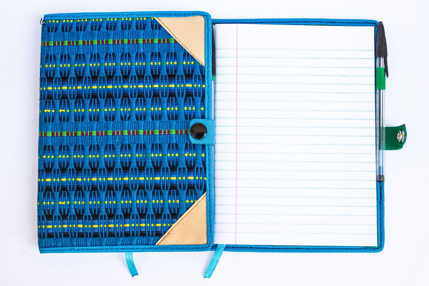 Handwoven Notebook Cover – Traditional Mayan Textile from Sacatepéquez