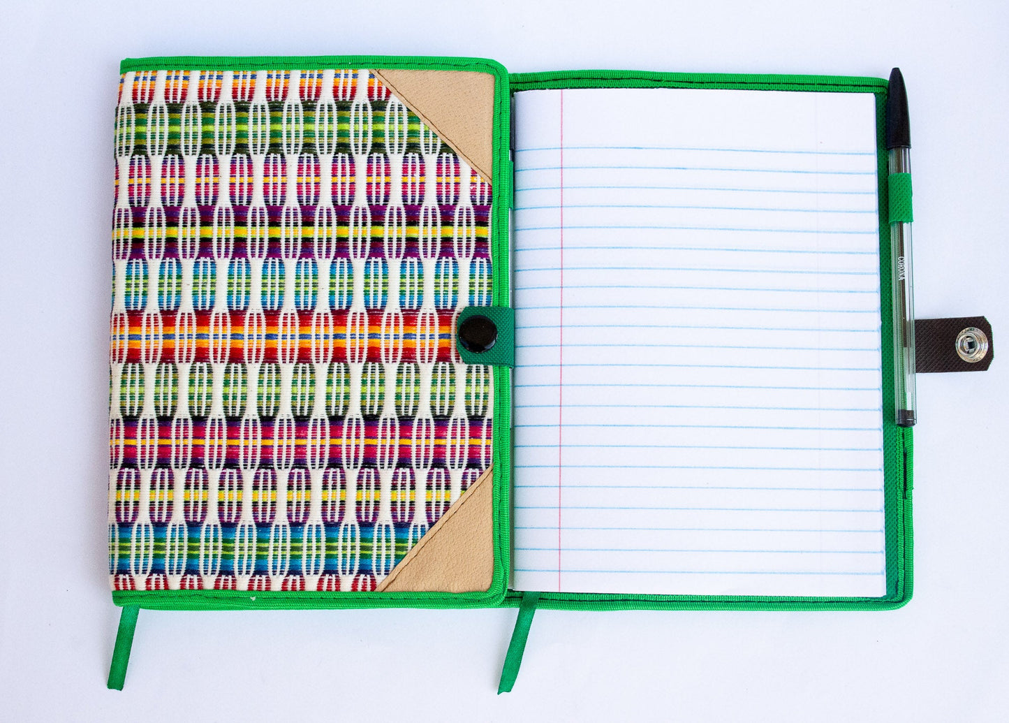 Handwoven Notebook Cover – Traditional Mayan Textile from Sacatepéquez