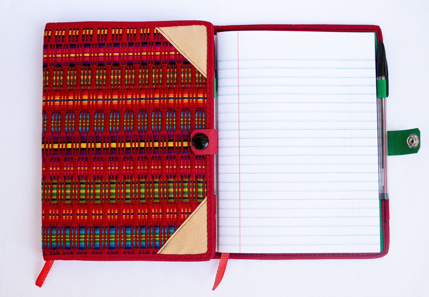 Handwoven Notebook Cover – Traditional Mayan Textile from Sacatepéquez