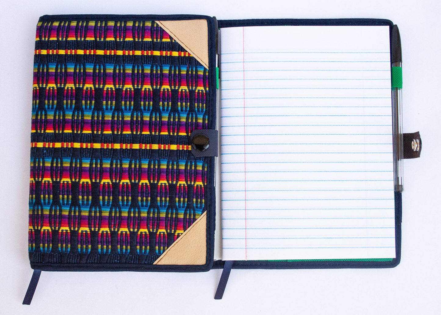 Handwoven Notebook Cover – Traditional Mayan Textile from Sacatepéquez
