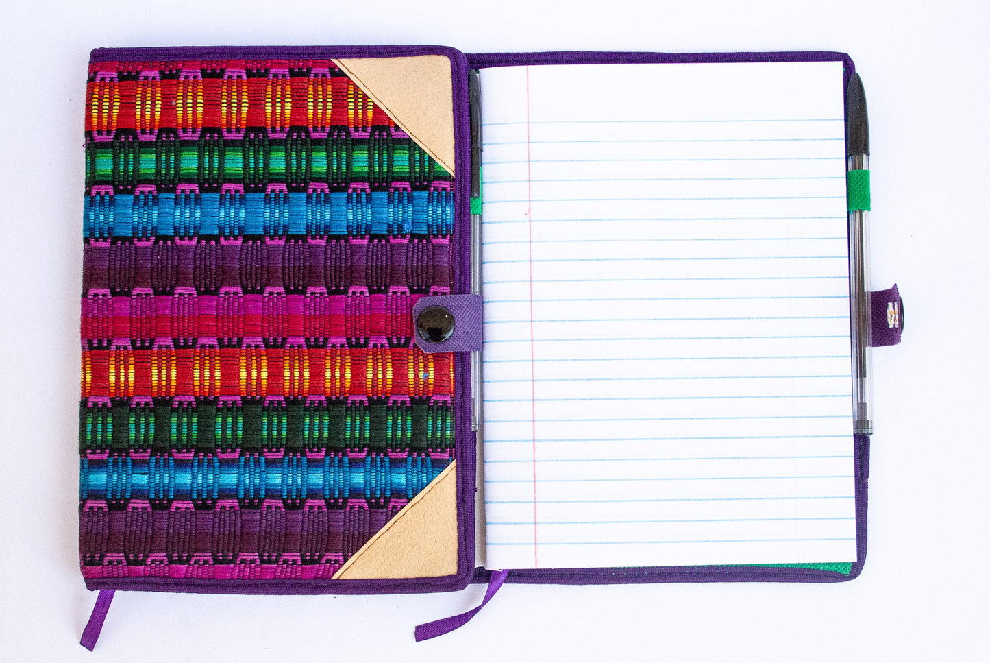 Handwoven Notebook Cover – Traditional Mayan Textile from Sacatepéquez