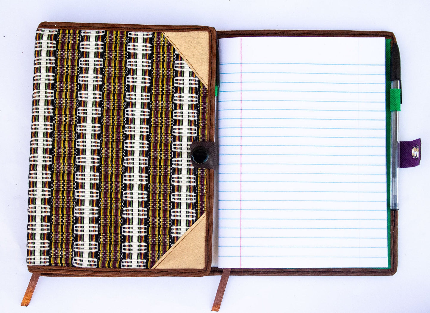 Handwoven Notebook Cover – Traditional Mayan Textile from Sacatepéquez
