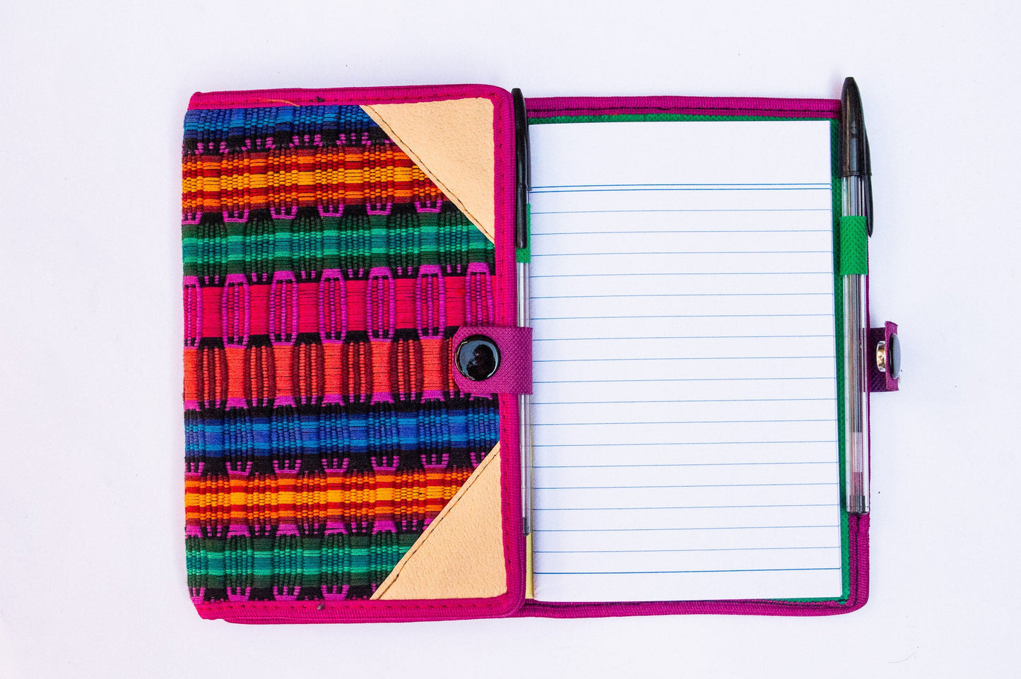 Handwoven Notebook Cover – Traditional Mayan Textile from Sacatepéquez