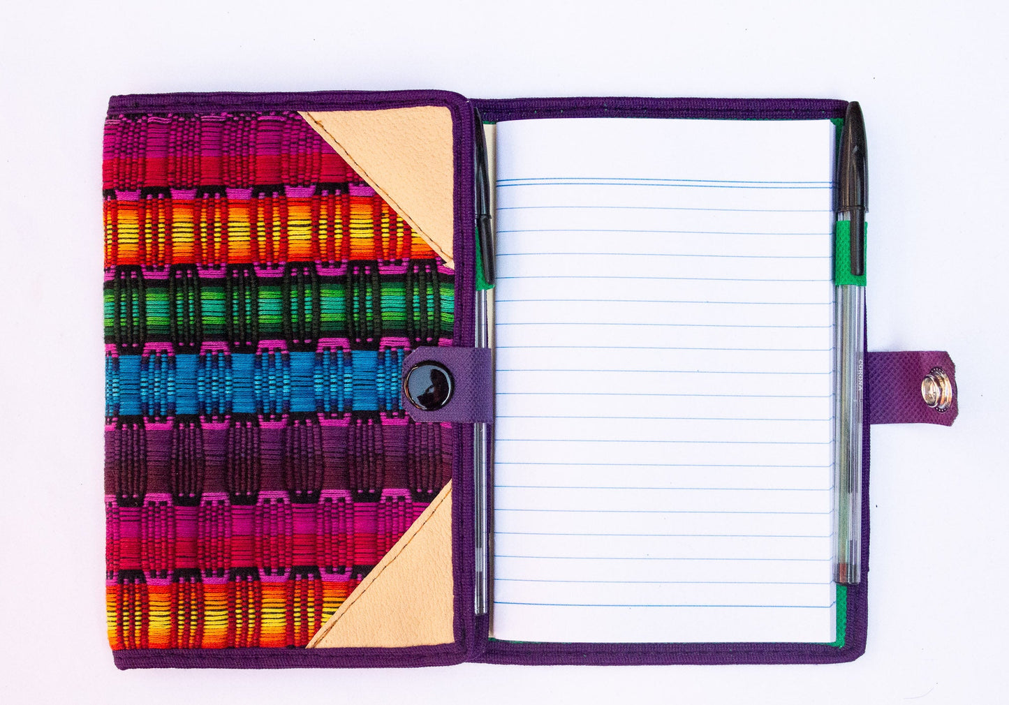 Handwoven Notebook Cover – Traditional Mayan Textile from Sacatepéquez