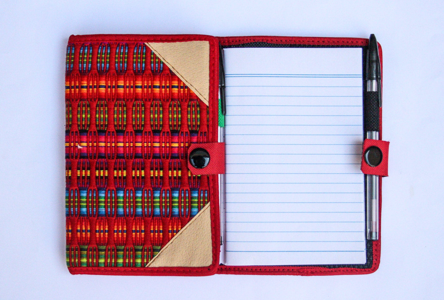 Handwoven Notebook Cover – Traditional Mayan Textile from Sacatepéquez